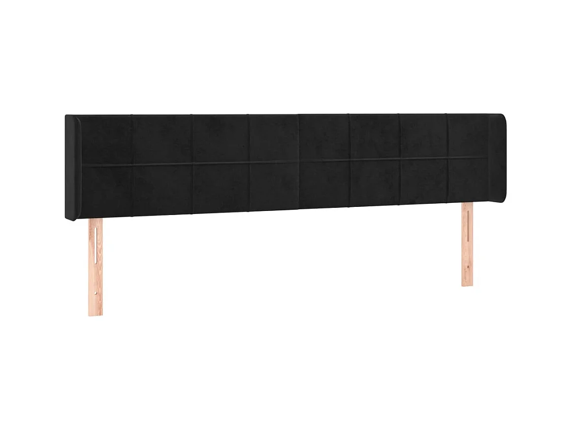 Cabecero | Cabezal de Cama | Mueble cabecero con LED de terciopelo negro 183x16x78/88 cm