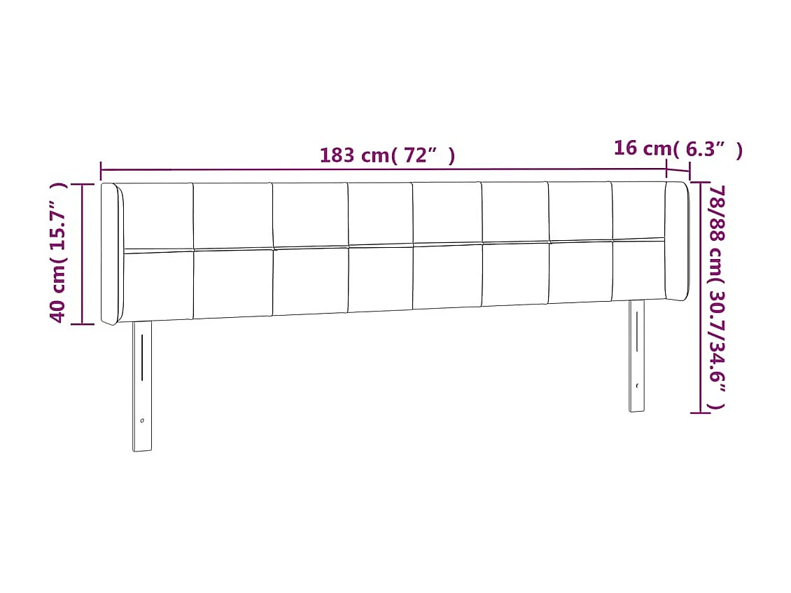 Hoofdbord | Hoofdeinde LED 183x16x78/88 cm fluweel zwart