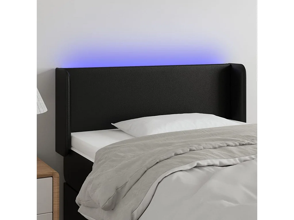 Tête de Lit | Panneau de tête pour lit Moderne à LED Noir 103x16x78/88 cm Similicuir