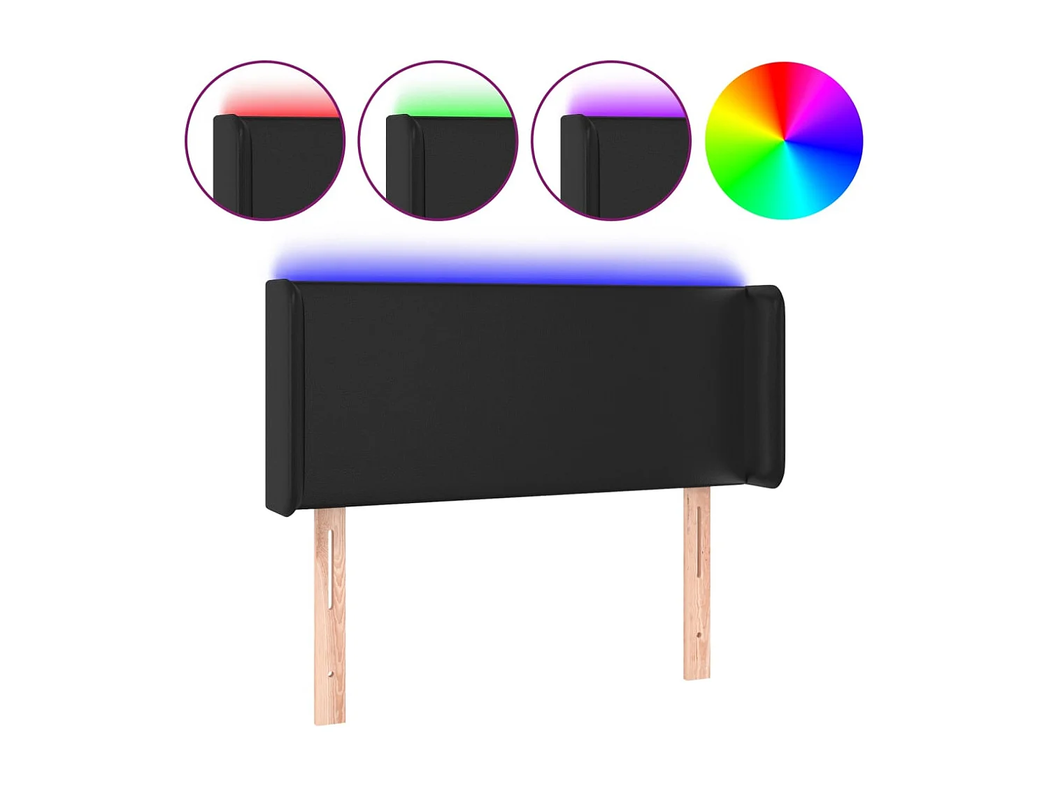Tête de Lit | Panneau de tête pour lit Moderne à LED Noir 103x16x78/88 cm Similicuir