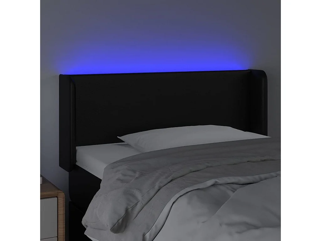 Tête de Lit | Panneau de tête pour lit Moderne à LED Noir 103x16x78/88 cm Similicuir