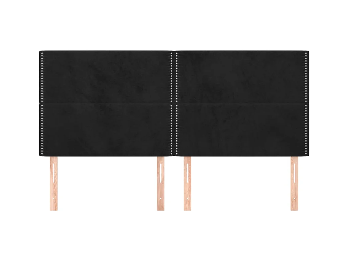 Cabeceros | Cabezal de cama | Mueble de cabecero 4 unidades de terciopelo negro 100x5x78/88 cm