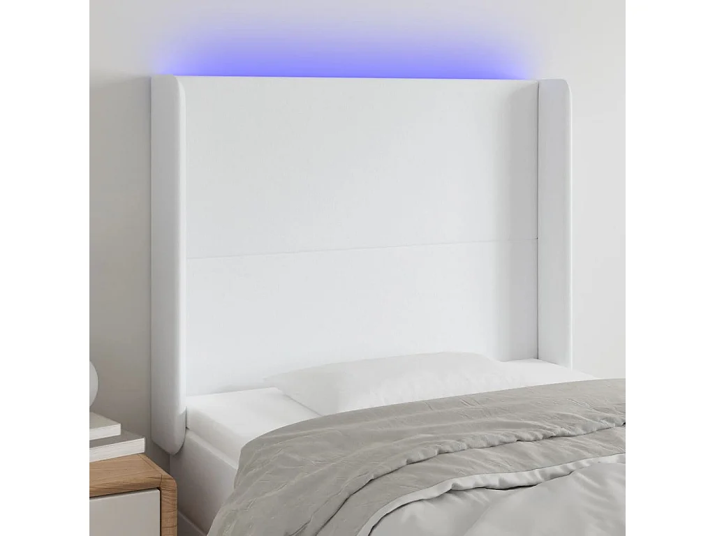 Hoofdbord | Hoofdeinde LED 93x16x118/128 cm kunstleer wit