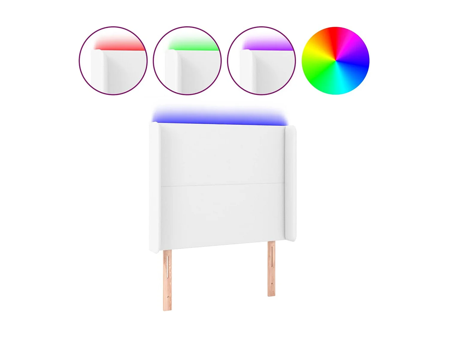 Hoofdbord | Hoofdeinde LED 93x16x118/128 cm kunstleer wit