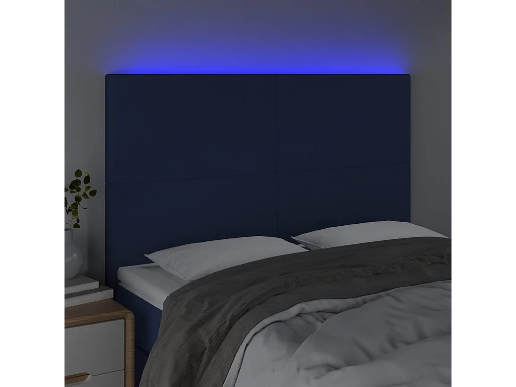Hoofdbord | Hoofdeinde LED 144x5x118/128 cm stof blauw