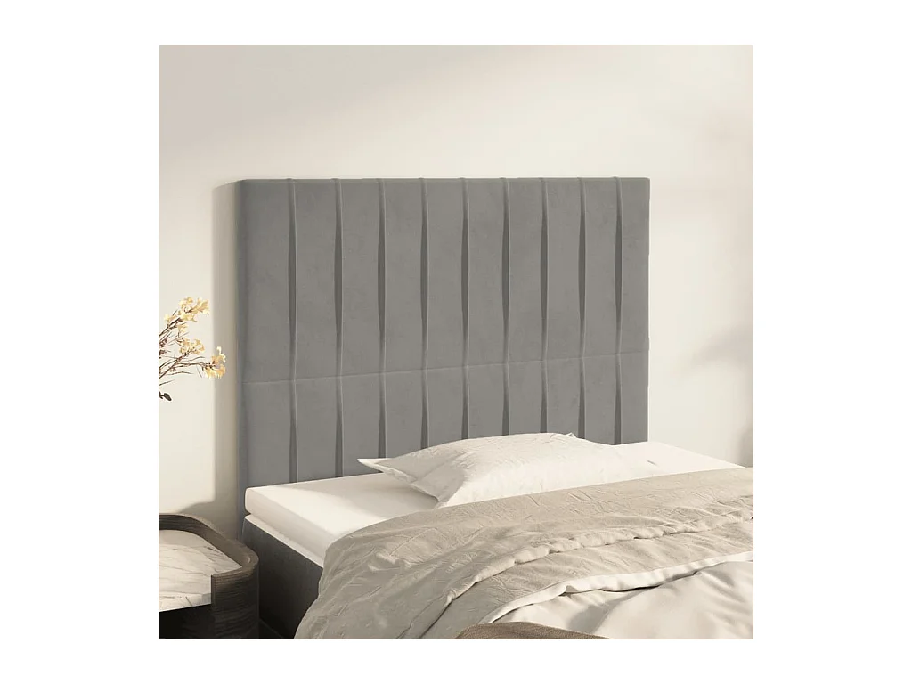 Cabeceros | Cabezal de cama | Mueble de cabecero 2 unidades de terciopelo gris claro 80x5x78/88 cm