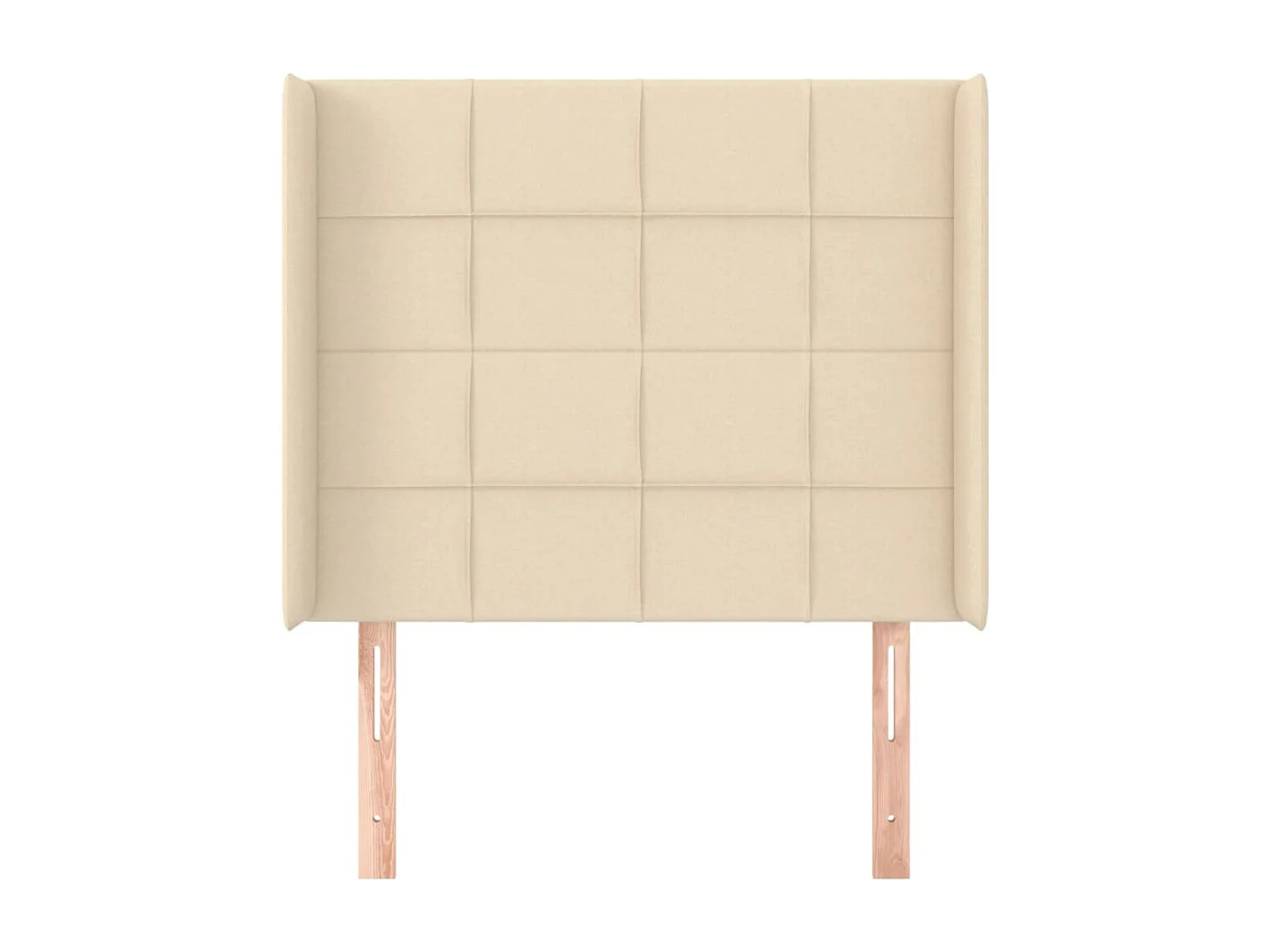 Cabecero | Cabezal de Cama | Mueble cabecero con orejas de tela color crema 103x16x118/128 cm