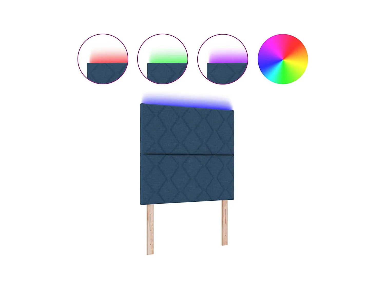 Tête de Lit | Panneau de tête pour lit Moderne avec des lumières à LED Réglable Bleu 100 cm tissu