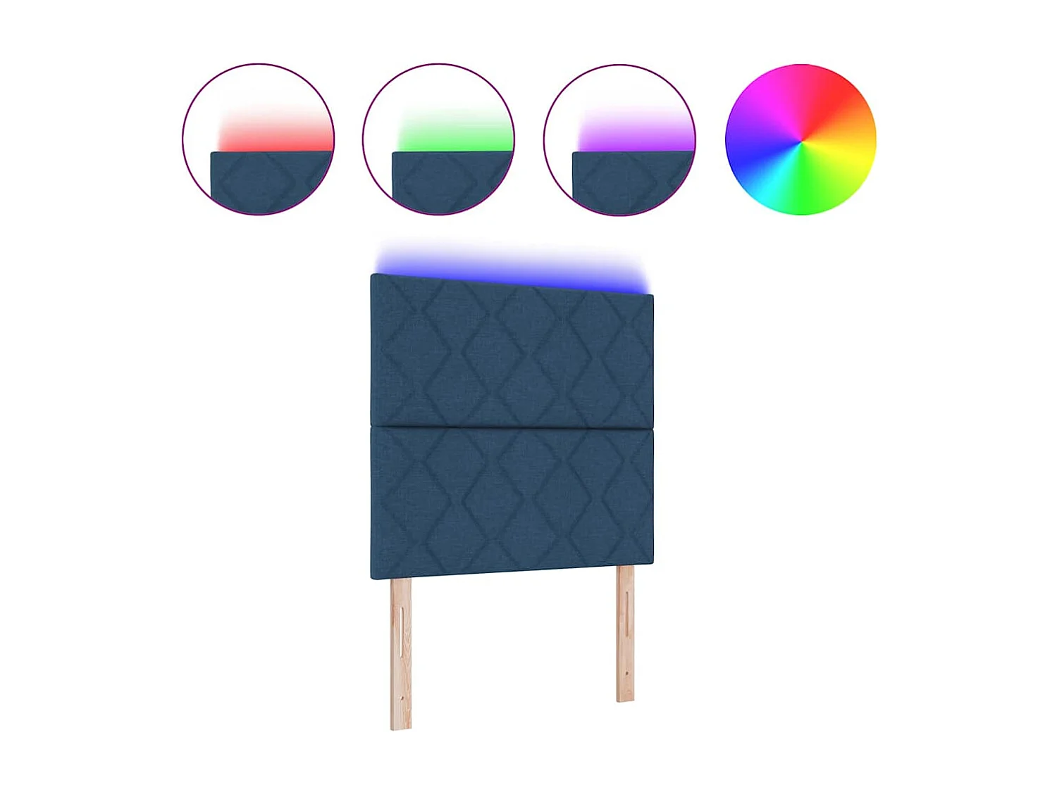 Cabecero | Cabezal de Cama | Mueble cabecero con luces de tiras LED con cabecera Azul 100 cm tela