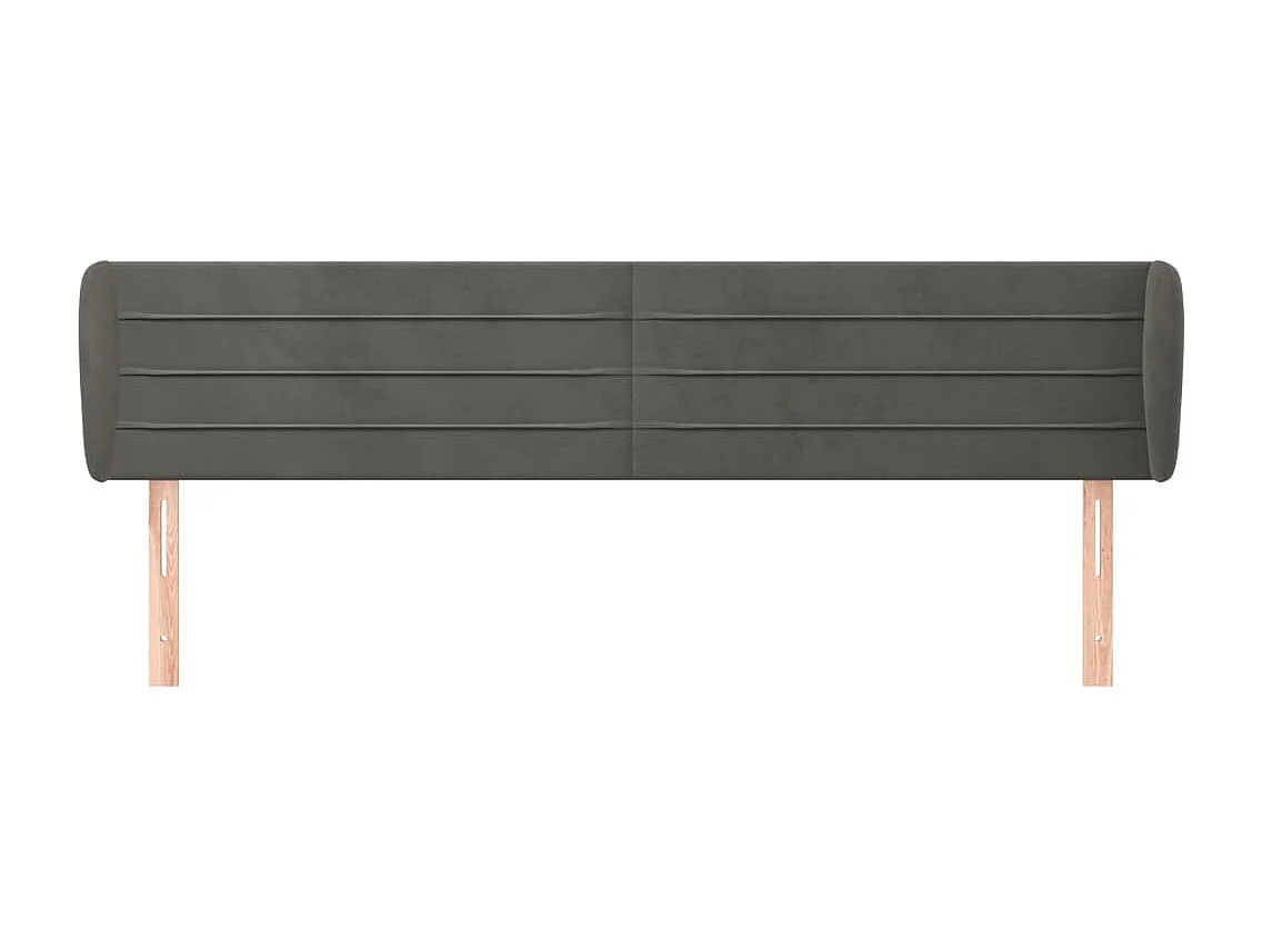 Mueble cabecero | Cabezal de cama | Cabecero de terciopelo gris oscuro 183x23x78/88 cm