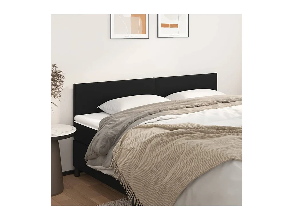 Cabeceros | Cabezal de cama | Mueble de cabecero 2 unidades de cuero sintético negro 100x5x78/88 cm