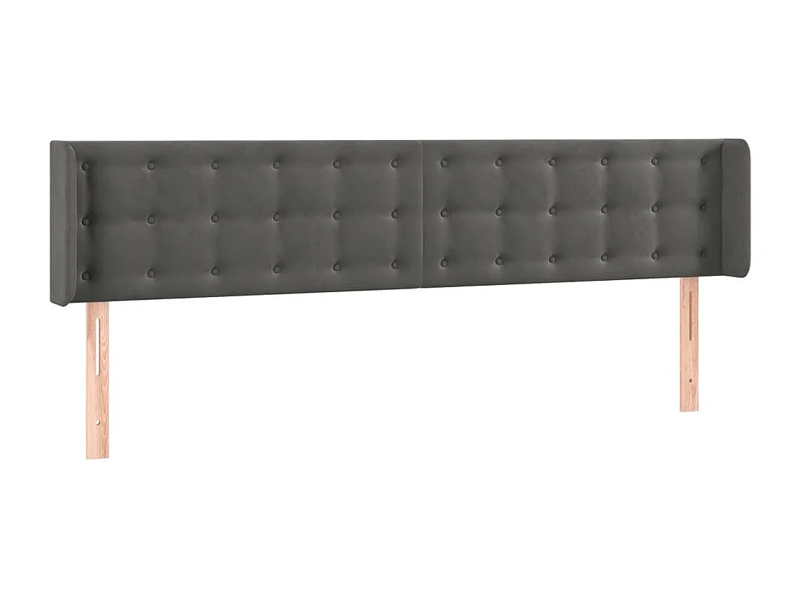Tête de Lit | Panneau de tête pour lit Moderne à LED Gris foncé 163x16x78/88 cm Velours