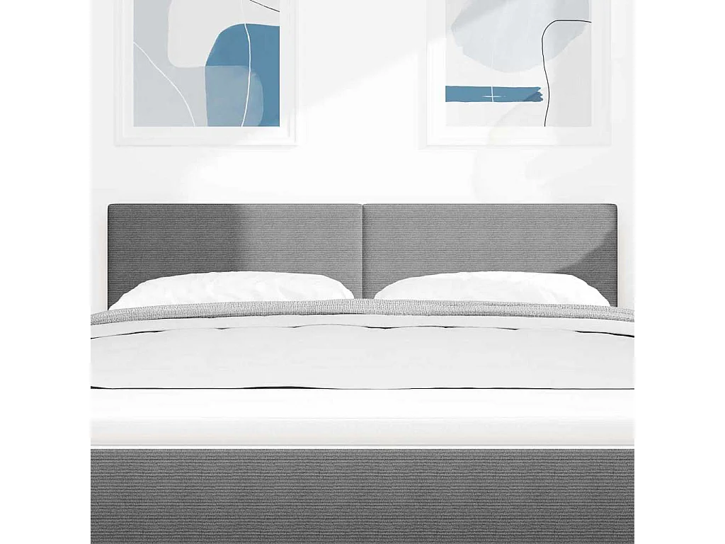 Mueble cabecero | Cabecero | Cabezal de cama LED con luces de tiras LED Gris claro 144 cm tela