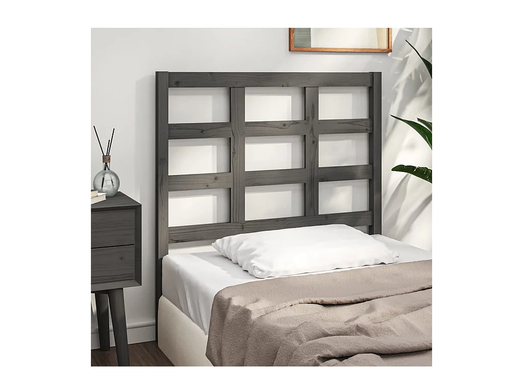 Cabecero de Cama | Cabezal de cama | Mueble de cabecero madera maciza de pino gris 95,5x4x100 cm