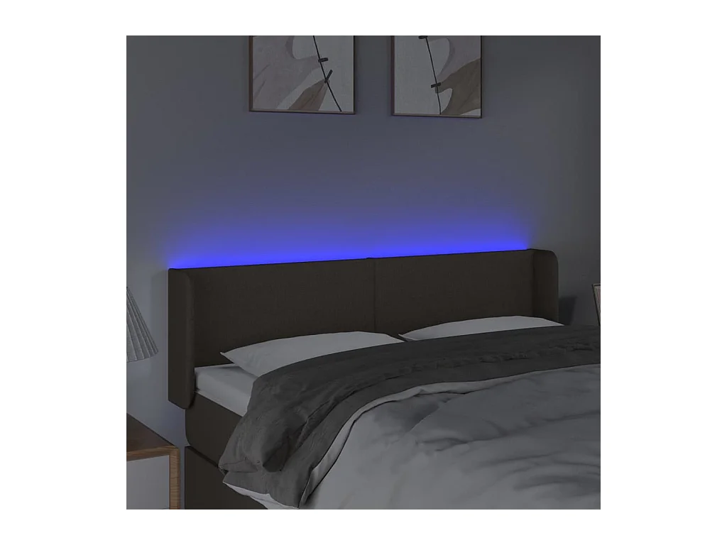 Tête de Lit | Panneau de tête pour lit Moderne à LED Taupe 147x16x78/88 cm Tissu