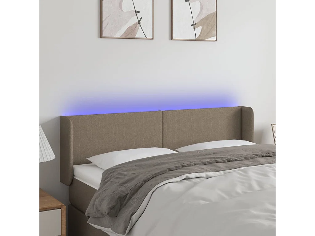 Hoofdbord | Hoofdeinde LED 147x16x78/88 cm stof taupe