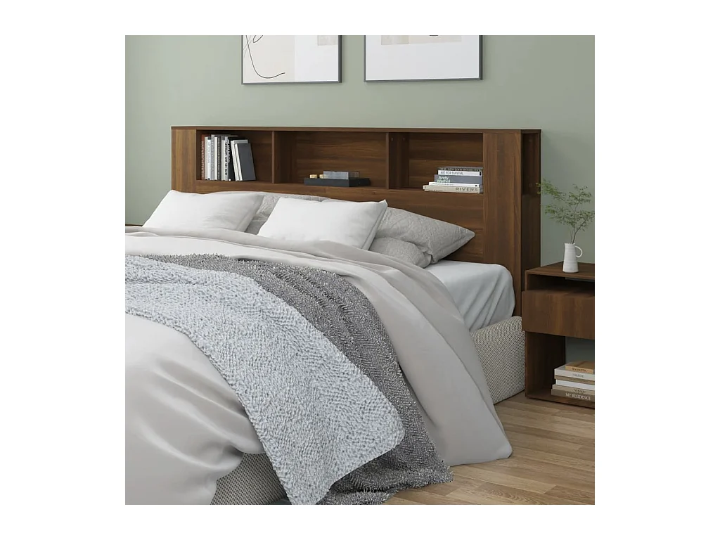 Armario cabecero | Cabecero con almacenamiento marrón roble 200x18,5x104,5 cm