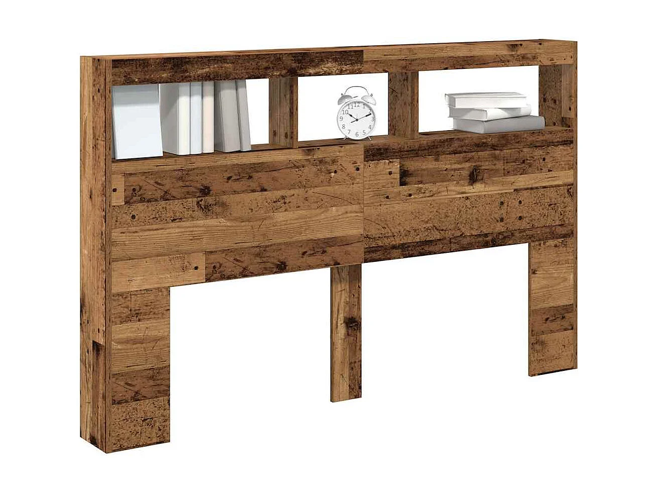 Cabecero de Cama | Cabezal de cama | Mueble de cabecero con LED madera vieja 160x17x102 cm