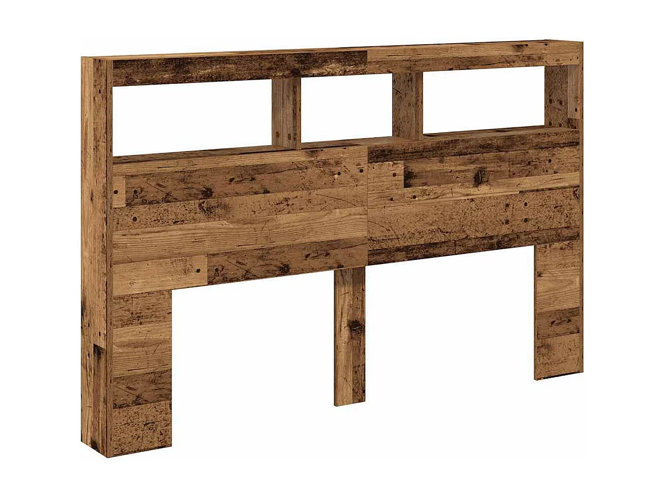 Cabecero de Cama | Cabezal de cama | Mueble de cabecero con LED madera vieja 160x17x102 cm