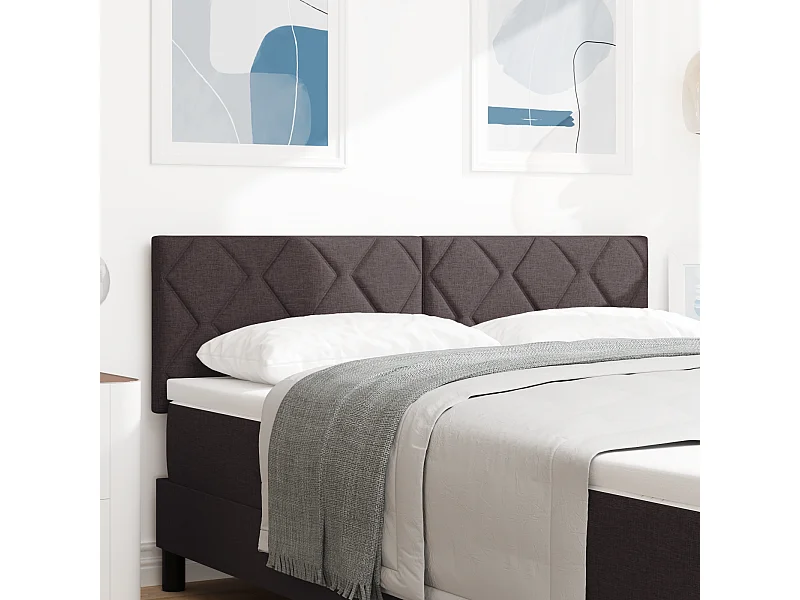 Tête de Lit | Panneau de tête pour lit Moderne en Tissu Geometric Manuel Marron foncé 144 cm tissu