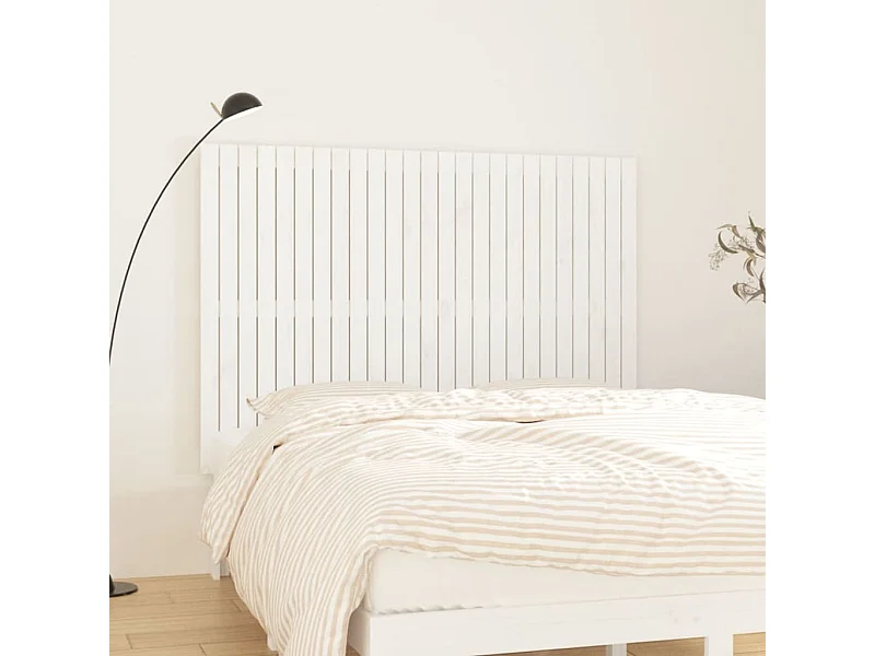 Cabecero de Cama | Cabezal de cama | Mueble de cabecero pared madera maciza pino blanco 159,5x3x110 cm