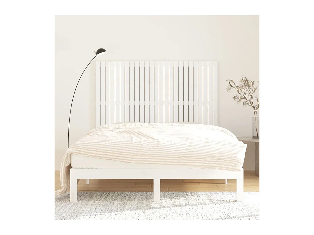 Cabecero de Cama | Cabezal de cama | Mueble de cabecero pared madera maciza pino blanco 159,5x3x110 cm