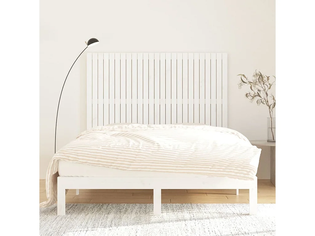 Tête de lit murale | Panneau de tête pour lit Moderne  Blanc 159,5x3x110 cm Bois massif de pin