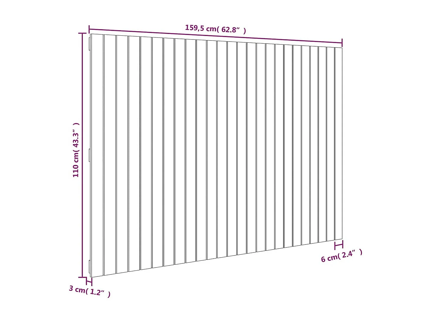 Tête de lit murale | Panneau de tête pour lit Moderne  Blanc 159,5x3x110 cm Bois massif de pin