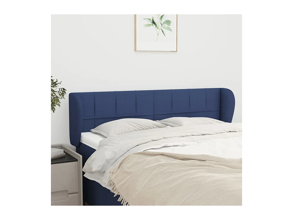 Tête de Lit | Panneau de tête pour lit Moderne avec oreilles Bleu 147x23x78/88 cm Tissu