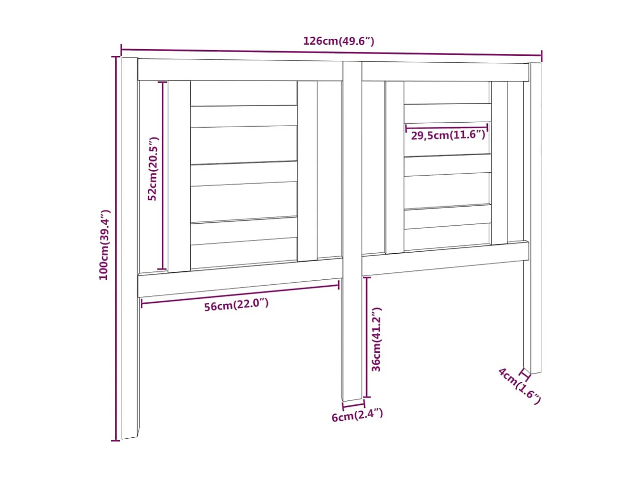 Hoofdbord | Hoofdeinde 126x4x100 cm massief grenenhout honingbruin