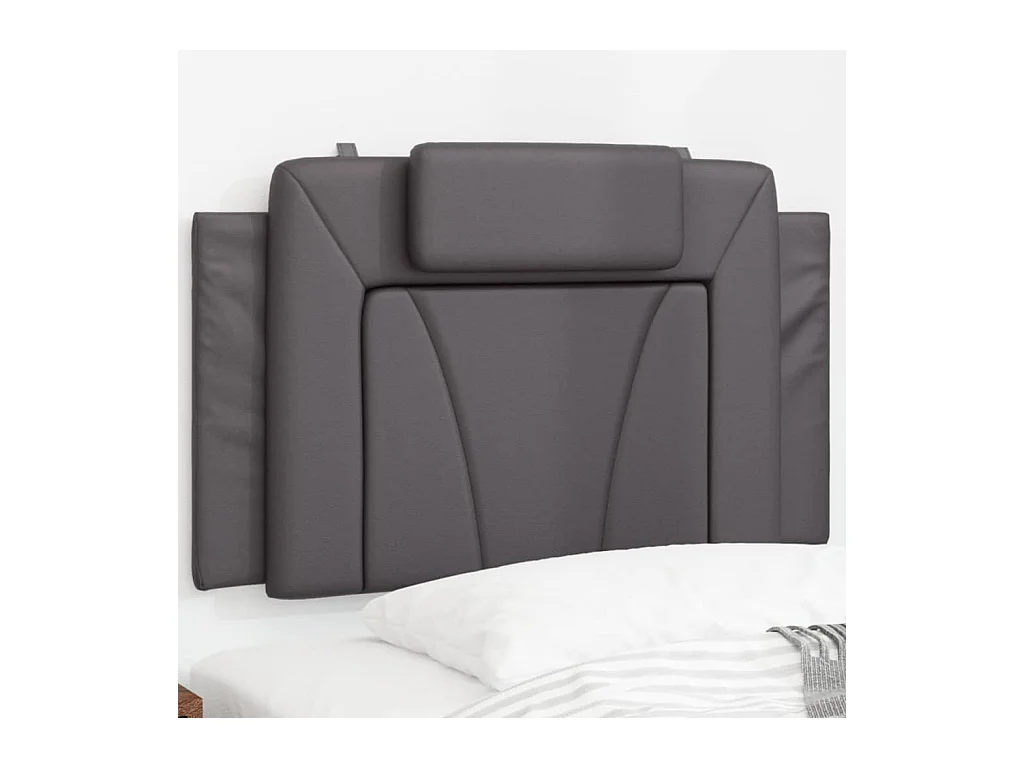 Cabecero de Cama | Cabezal de cama | Mueble de cabecero acolchado Viana cuero sintético gris 90 cm