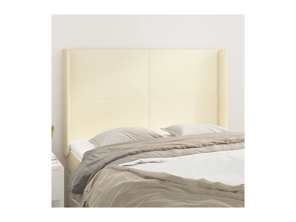 Tête de Lit | Panneau de tête pour lit Moderne avec oreilles Crème 147x16x118/128 cm Similicuir