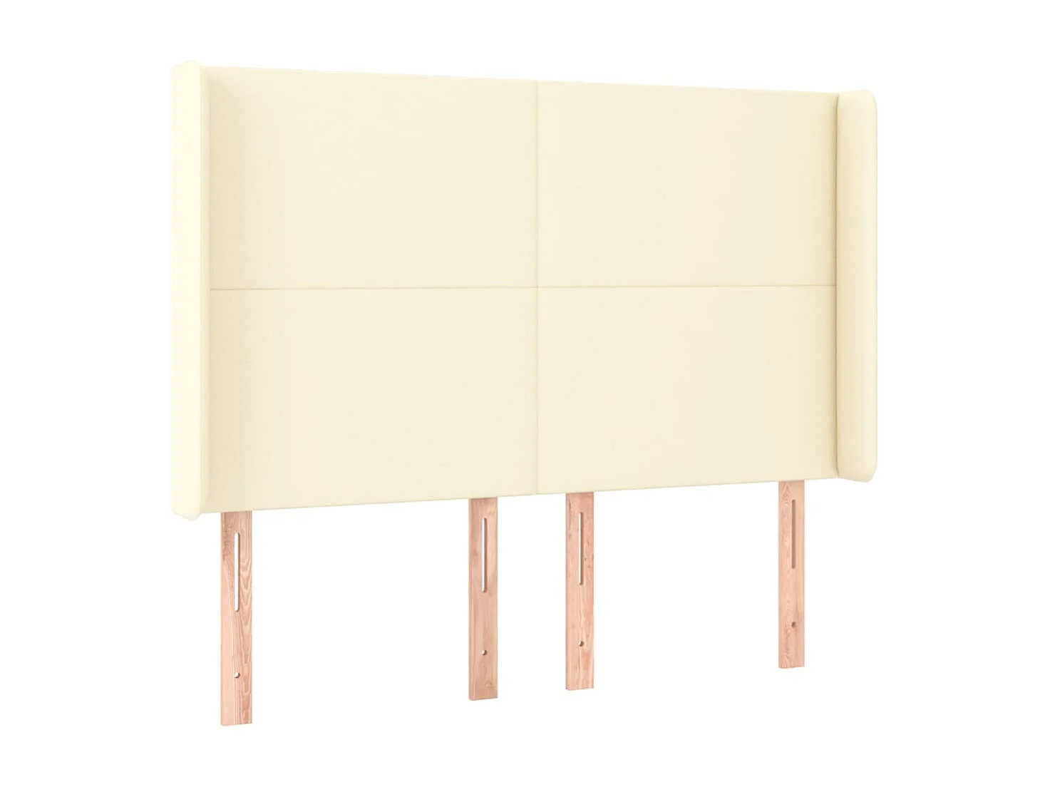 Cabecero | Cabezal de Cama | Mueble cabecero con orejas cuero sintético crema 147x16x118/128cm