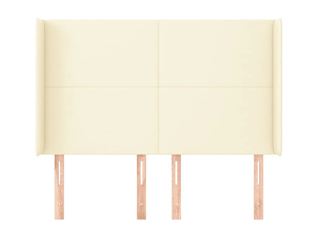 Cabecero | Cabezal de Cama | Mueble cabecero con orejas cuero sintético crema 147x16x118/128cm