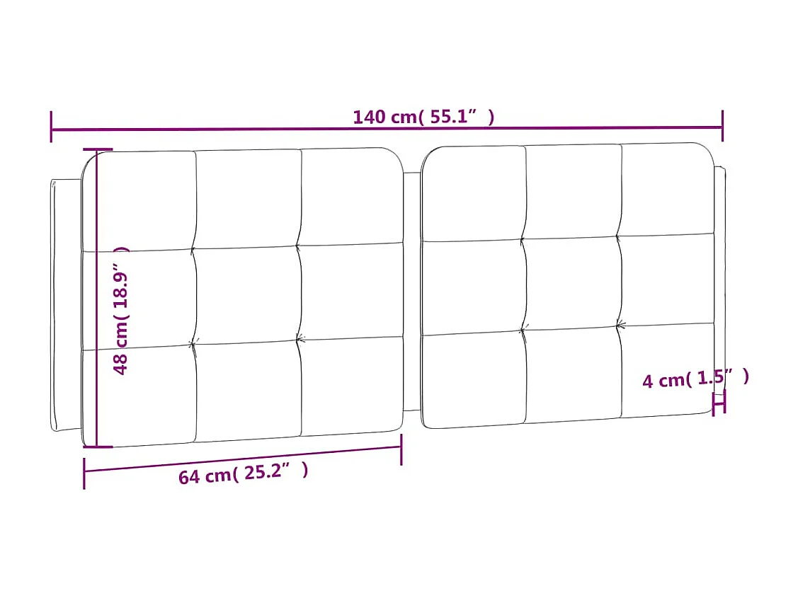 Hoofdbord | Hoofdbordkussen "Zadar" 140 cm kunstleer zwart en wit