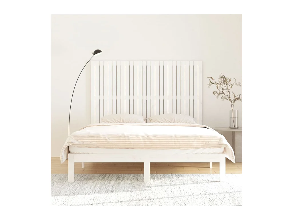 Cabecero de Cama | Cabezal de cama | Mueble de cabecero de pared madera maciza pino blanco 166x3x110cm