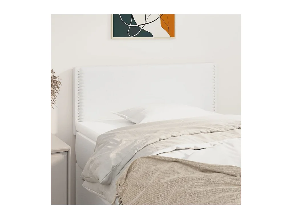 Tête de Lit | Panneau de tête pour lit Moderne Blanc 100x5x78/88 cm Similicuir