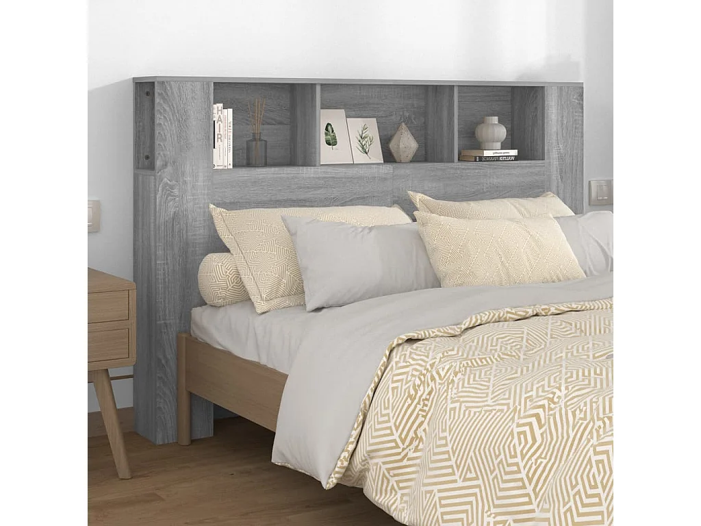 Tête de Lit avec rangement | Armoire de tête de lit Sonoma gris 160x18,5x104,5 cm