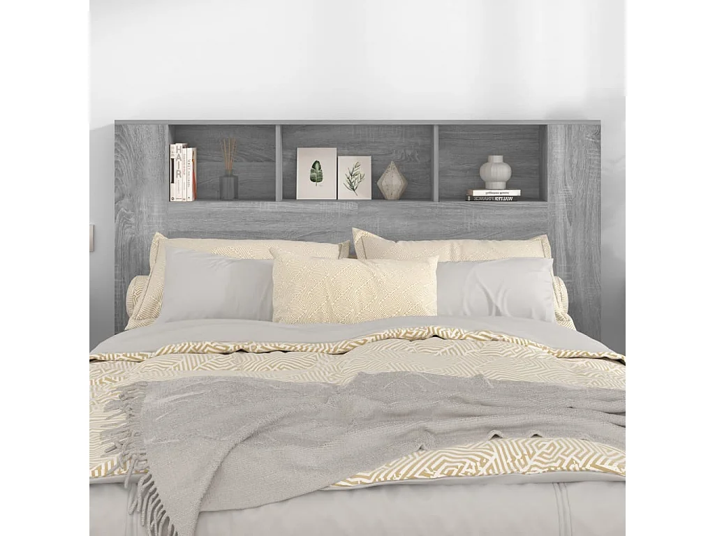 Tête de Lit avec rangement | Armoire de tête de lit Sonoma gris 160x18,5x104,5 cm