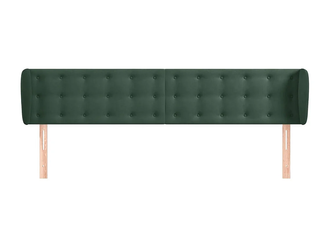 Tête de Lit | Panneau de tête pour lit Moderne avec oreilles Vert foncé 163x23x78/88 cm Velours