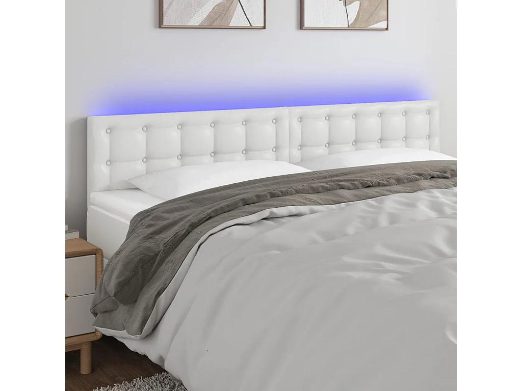 Hoofdbord | Hoofdeinde LED 160x5x78/88 cm kunstleer wit
