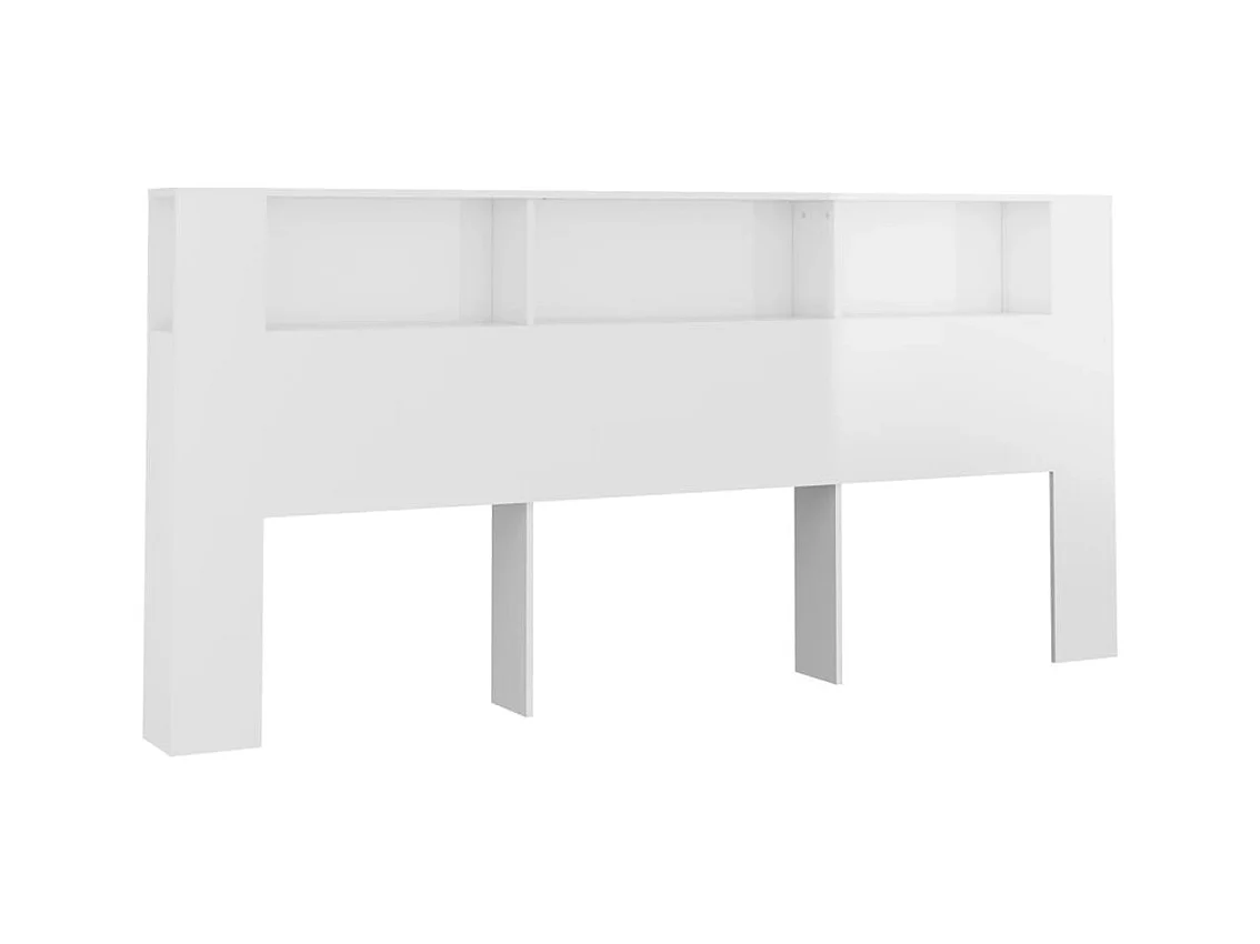Cabecero de Cama | Cabezal de Cama | Mueble cabecero blanco brillante 220x18,5x104,5 cm