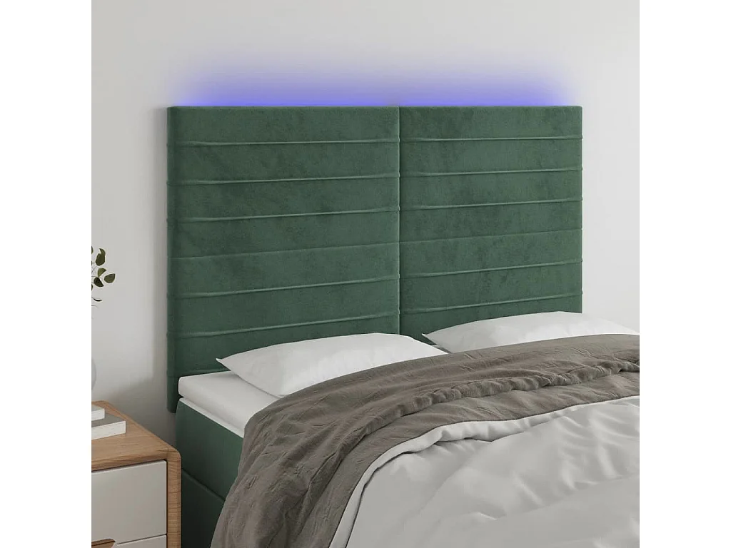 Hoofdbord | Hoofdeinde LED 144x5x118/128 cm fluweel donkergroen