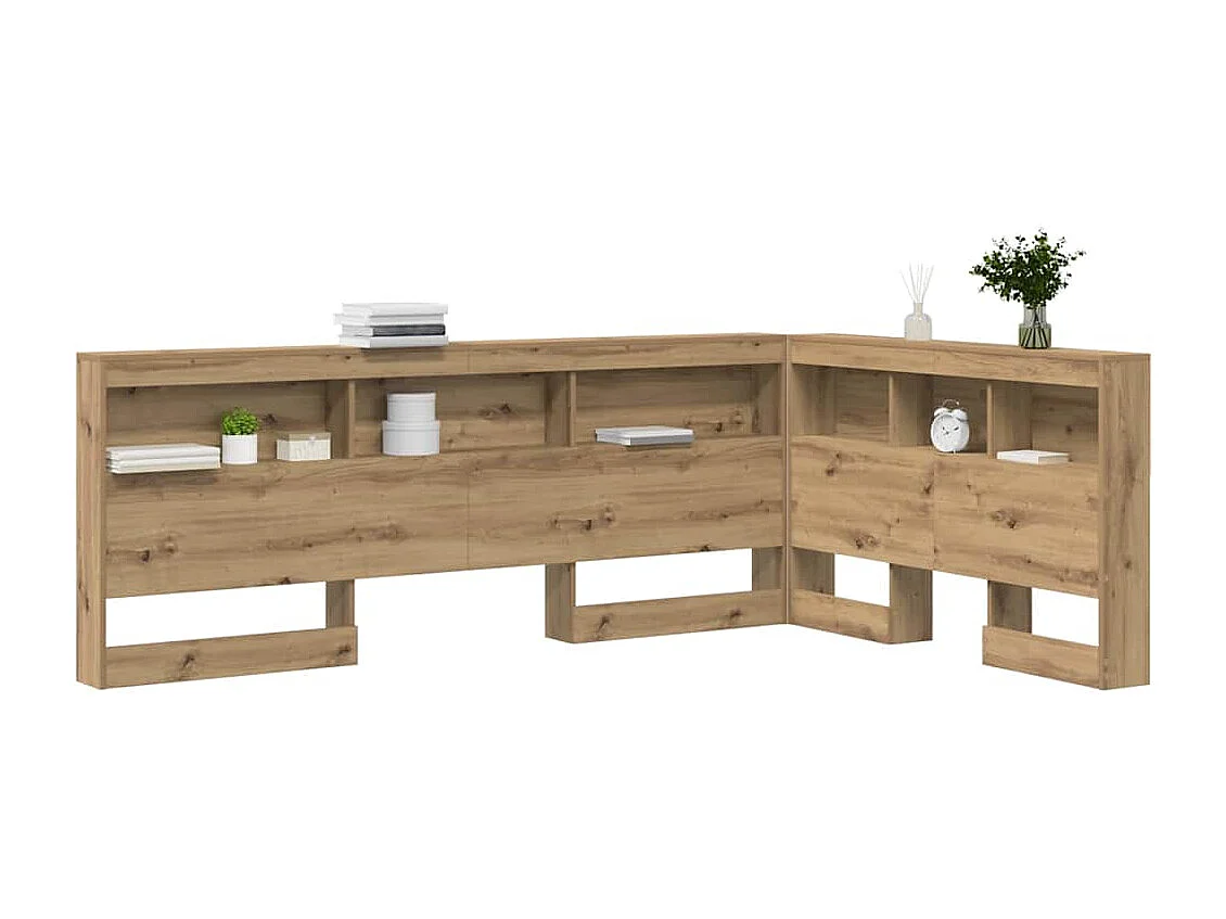 Tête de Lit de rangement | Panneau de tête pour lit avec étagère chêne artisanal 120 cm