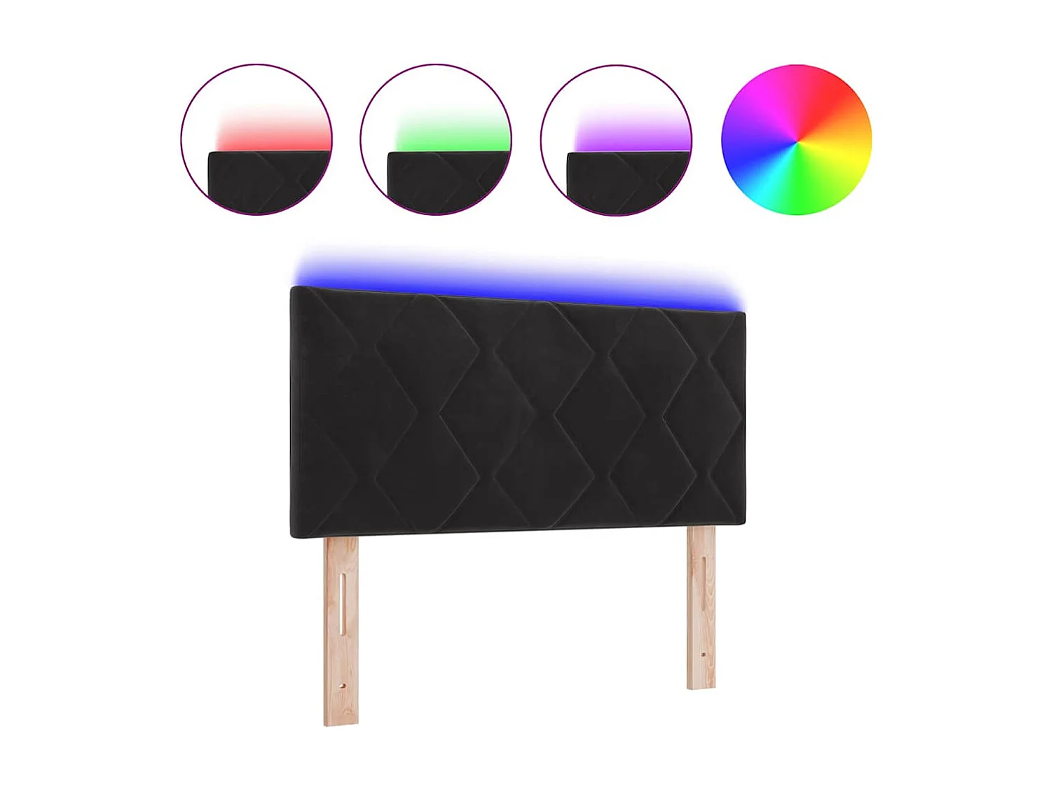 Tête de Lit | Panneau de tête pour lit Moderne LED avec des lumières à LED Noir 100 cm Velours