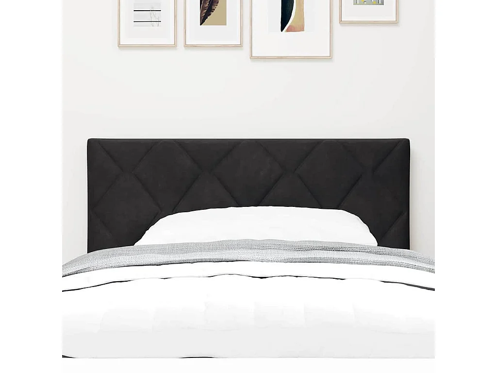 Tête de Lit | Panneau de tête pour lit Moderne LED avec des lumières à LED Noir 100 cm Velours
