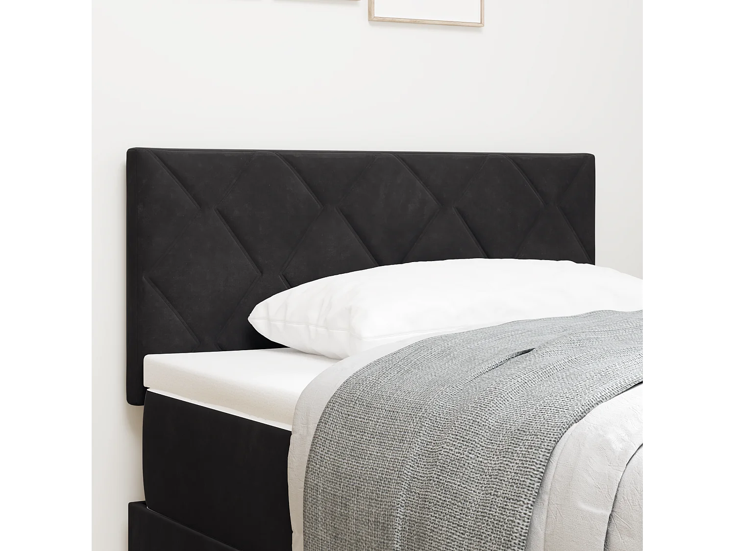 Tête de Lit | Panneau de tête pour lit Moderne LED avec des lumières à LED Noir 100 cm Velours