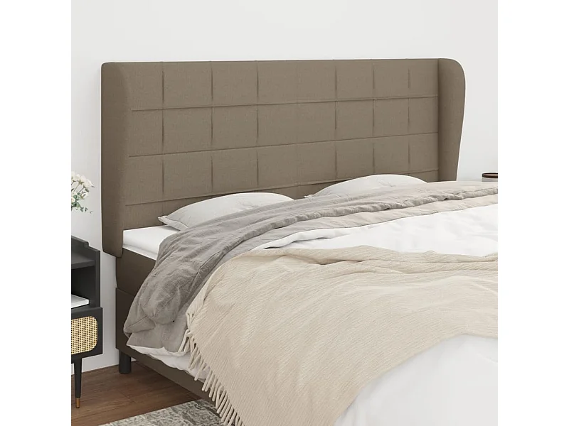 Cabecero | Cabezal de Cama | Mueble cabecero con orejas de tela gris taupe 183x23x118/128 cm