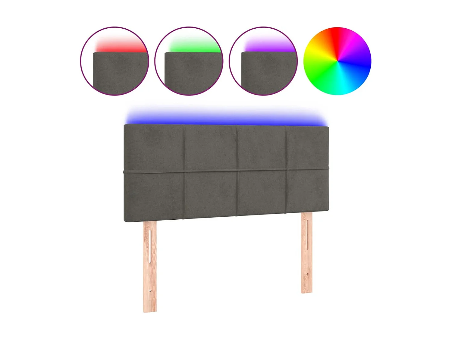 Tête de Lit | Panneau de tête pour lit Moderne à LED Gris foncé 90x5x78/88 cm Velours
