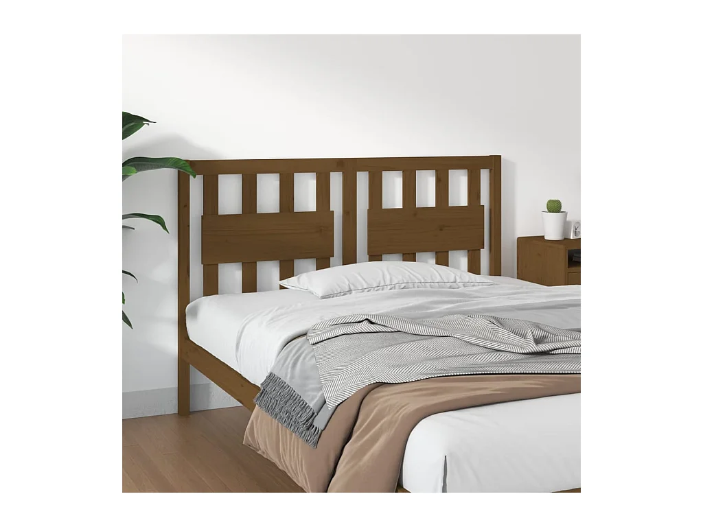 Tête de Lit | Panneau de tête pour lit Moderne Marron miel 125,5x4x100 cm Bois massif de pin
